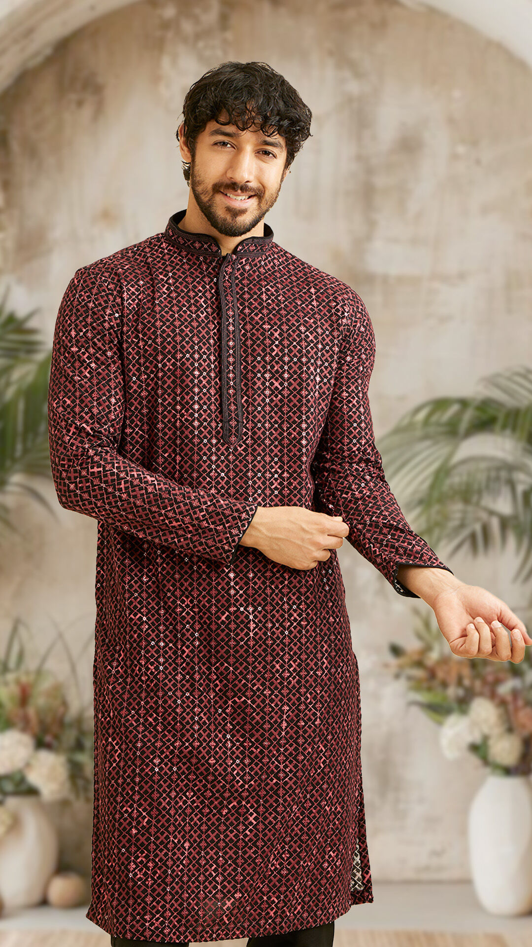 Men in stylish brown kurta for wedding kurta 